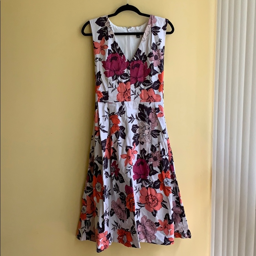 Ann Taylor V-Neck Dress with Large Florals